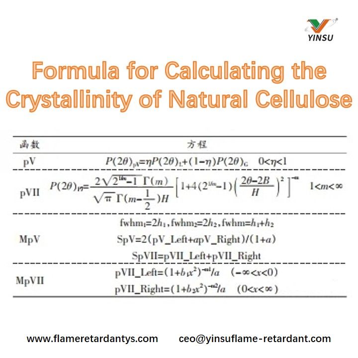 Formula for Calculating the Crystallinity of Natural Cellulose Formula for Calculating the Crystallinity of Natural Cellulose